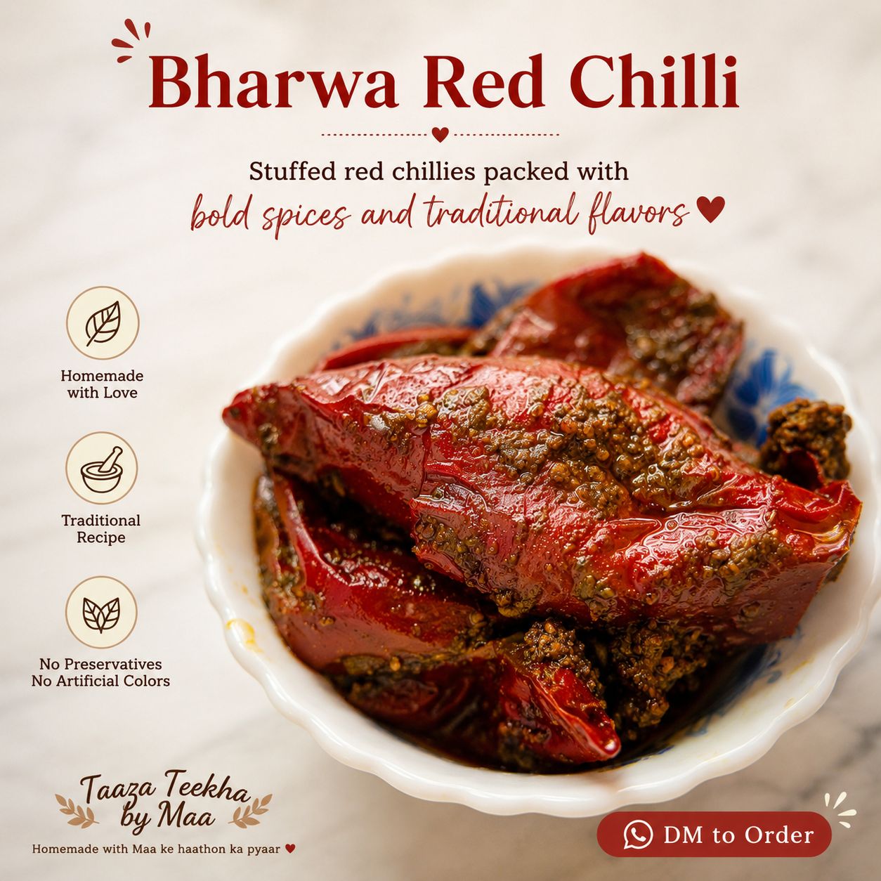 Bharwa Red Chilli — homemade bharwa red chilli in a jar